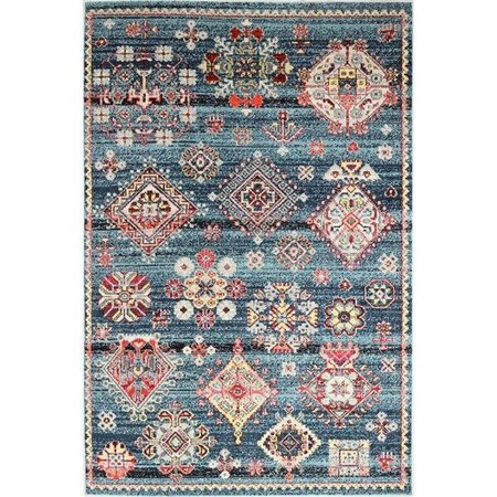 BASHIAN Bashian D113-TE-4X6-MH124 3 ft. 6 in. x 5 ft. 6 in. Dakota Transitional Polypropylene Power Loom Area Rug; Teal D113-TE-4X6-MH124